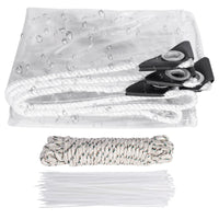 Bâche transparente PVC avec œillets, corde incluse, de 1 x 3 à 4 x 5,5 m