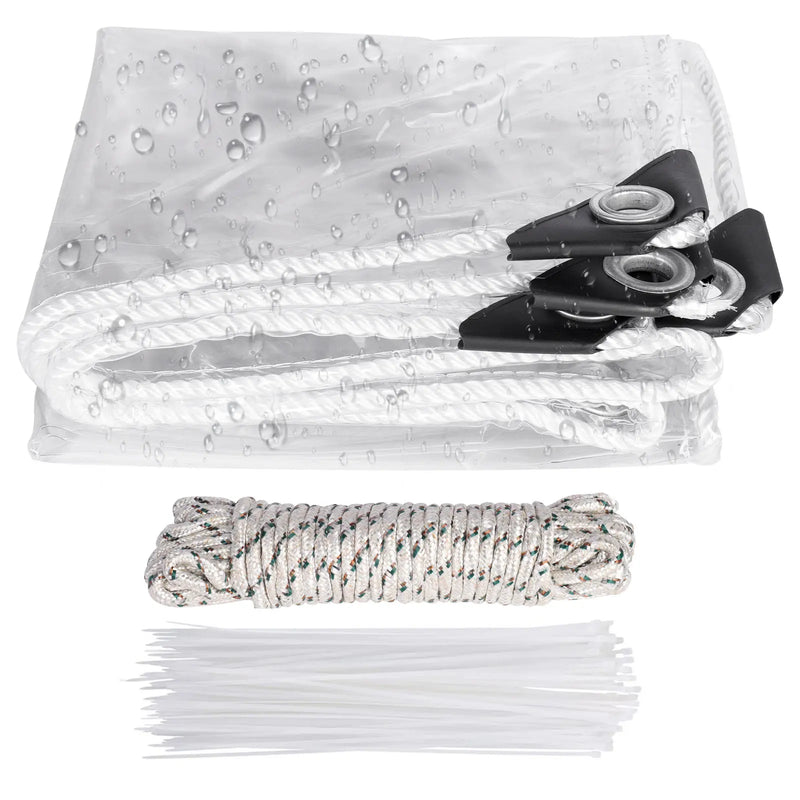 Bâche transparente PVC avec œillets, corde incluse, de 1 x 3 à 4 x 5,5 m