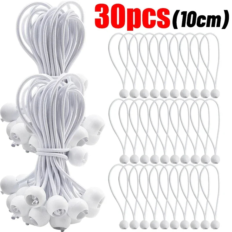 Sandows à boule blancs pour bâche, auvent et toile d'ombrage, 10 à 20 cm