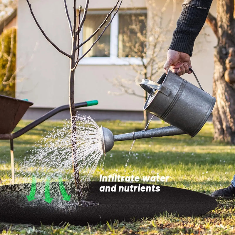 Disques de paillage pied d'arbre en non-tissé noir, lot de 10, diamètre 15 à 42 cm