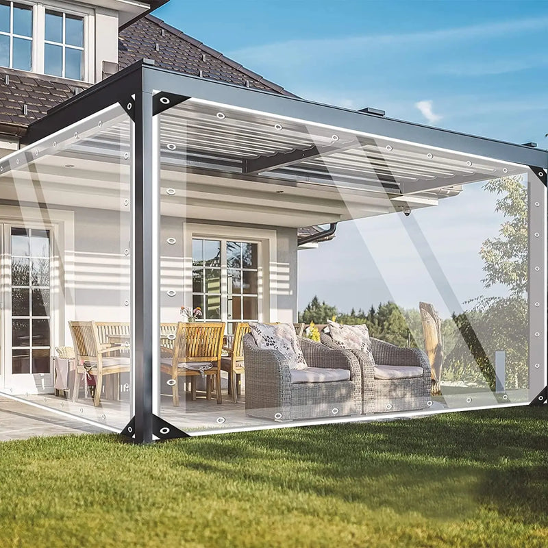 Bâche transparente PVC à œillets en aluminium, 12 tailles de 1x1,5 à 3x6 m