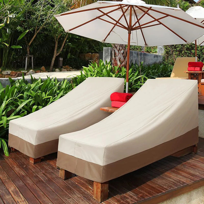 Housse de bain de soleil et de chaise longue d'extérieur beige et marron, 198 ou 208 cm