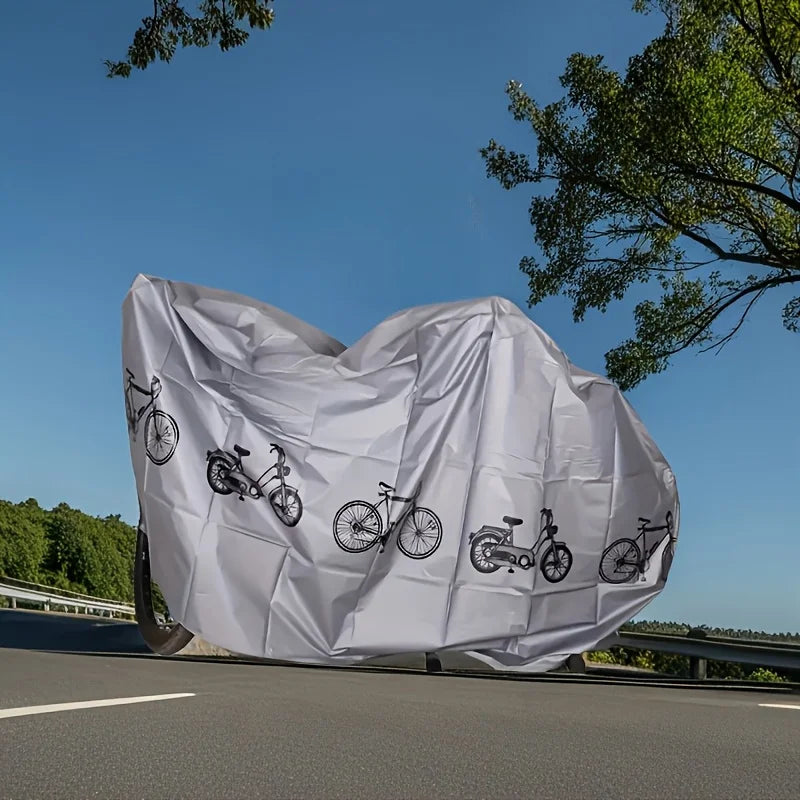 Housse de vélo, VTT et moto imperméable et anti-UV, motifs vélos, noire ou grise, 200x100 cm