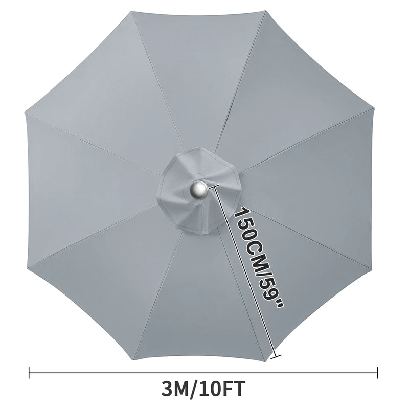 Toile de remplacement parasol 6 ou 8 baleines, imperméable anti-UV, Ø 2 à 3 m