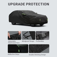 Housse voiture pour Hyundai Tucson 2020-2024, polyester noir, ourlet élastique, sangles coupe-vent