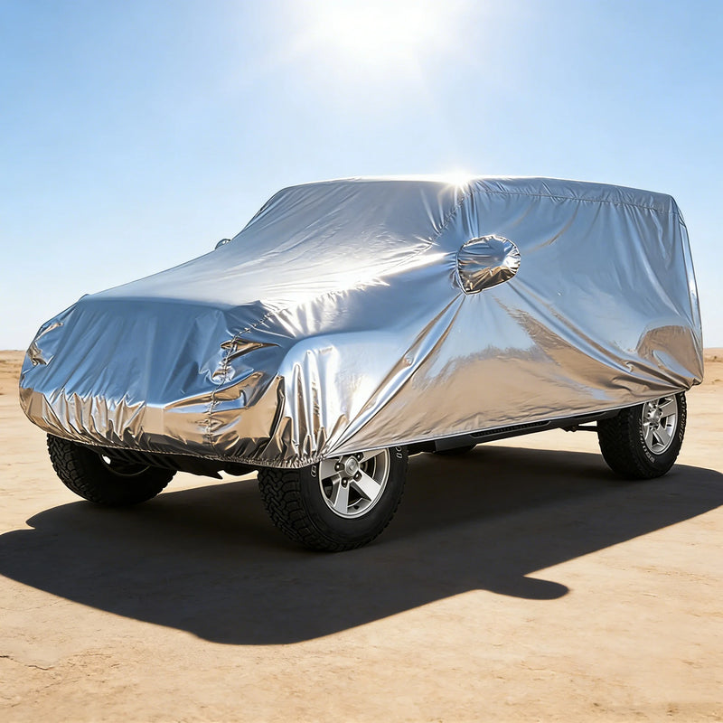Housse voiture SUV argentée imperméable et anti-UV avec sangles anti-vent, 3 tailles