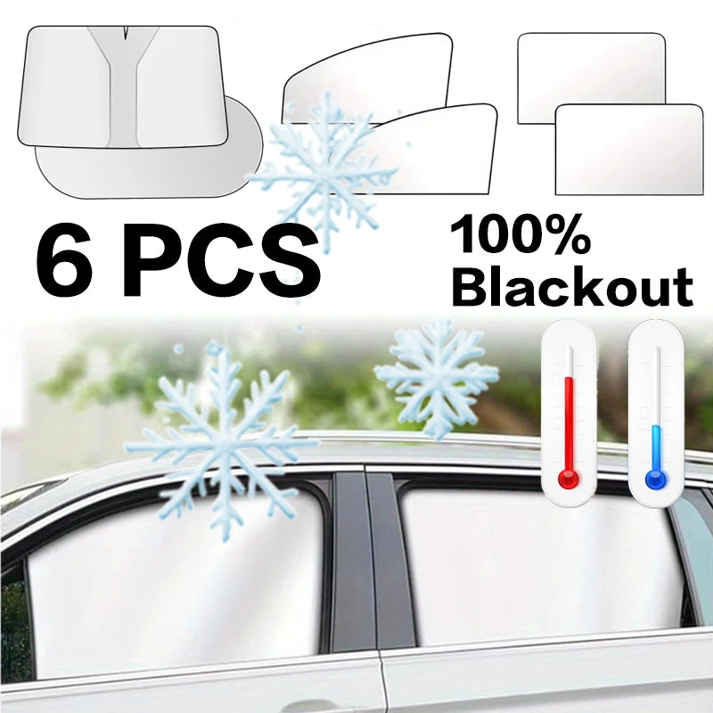 Pare-soleil voiture magnétique occultant pour vitres latérales, pare-brise et lunette arrière, 2 à 6 pièces