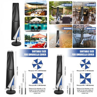 Housse de parasol déporté imperméable en Oxford 210D avec fermeture éclair et tige, 170 à 240 cm