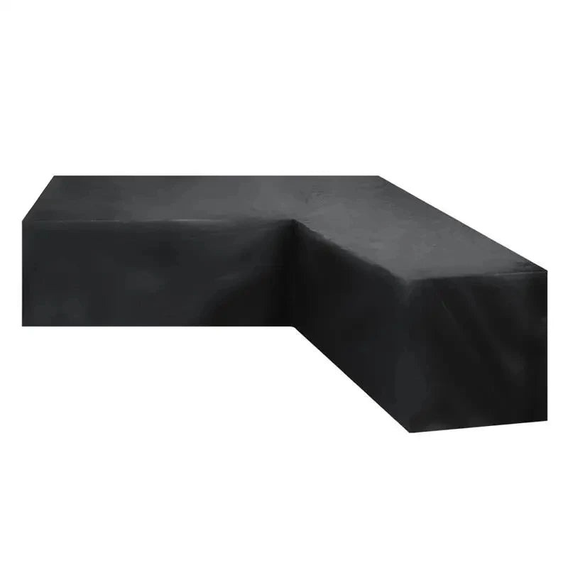 Housse d'angle en L pour salon de jardin, polyester 210D noir imperméable, 11 tailles