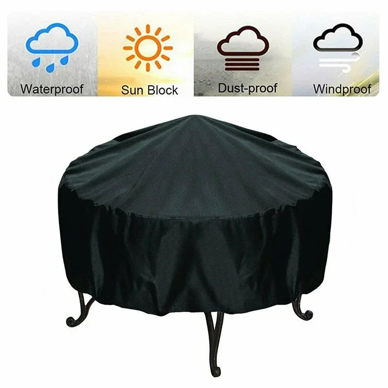 Housse de brasero ronde imperméable coupe-vent en polyester, 4 dimensions de 76 à 112 cm