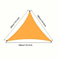 Voile d'ombrage triangulaire 3x3x3 m en polyester anti-UV avec cordes et anneaux inox, 5 coloris