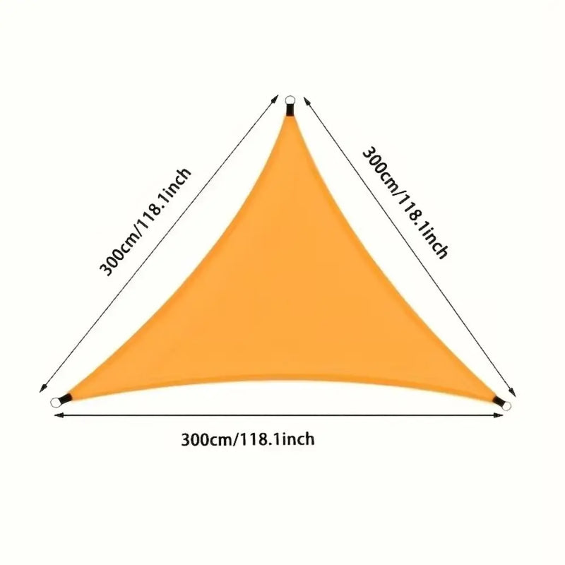 Voile d'ombrage triangulaire 3x3x3 m en polyester anti-UV avec cordes et anneaux inox, 5 coloris
