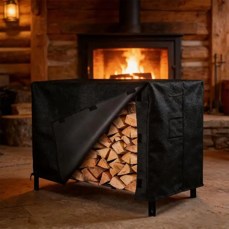 Housse support bois de chauffage Oxford 420D imperméable avec cordons élastiques, 122 x 107 x 61 cm