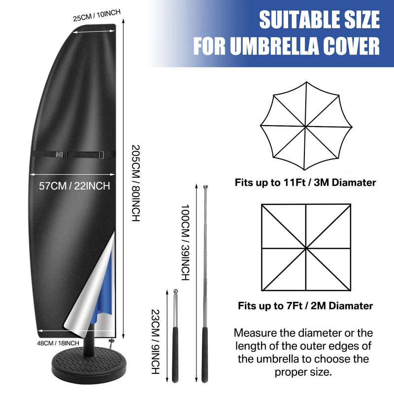 Housse parasol déporté forme banane ou droite avec perche télescopique et pochette, Oxford imperméable