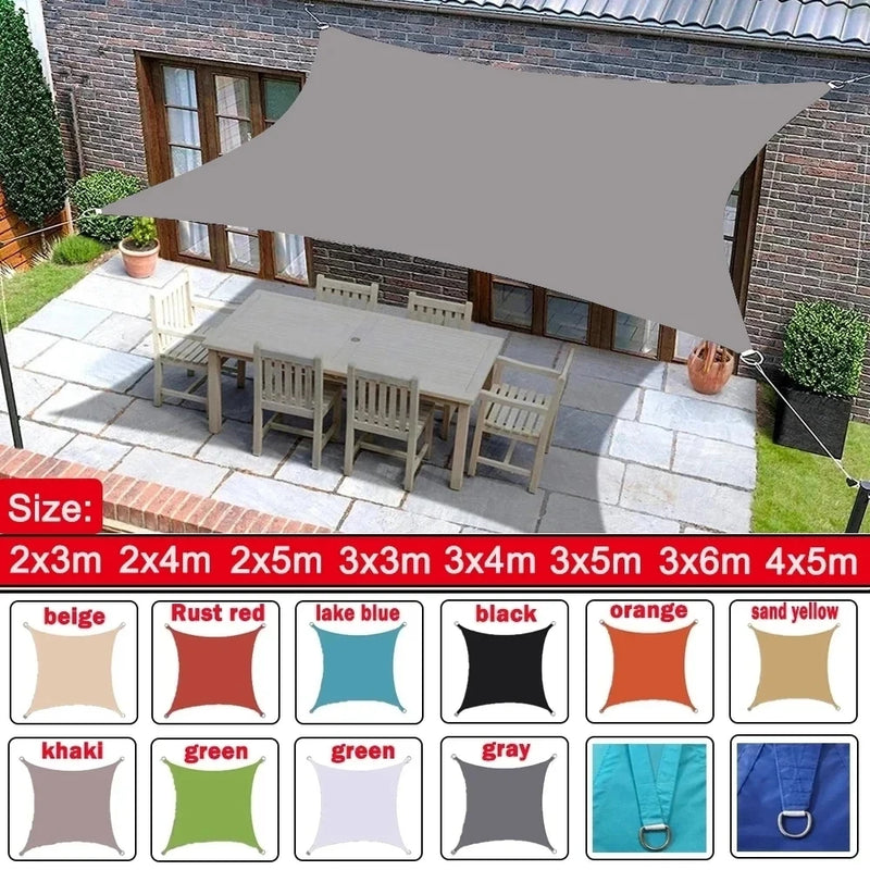 Voile d'ombrage rectangulaire imperméable anti-UV pour terrasse et jardin, 10 tailles, 11 coloris