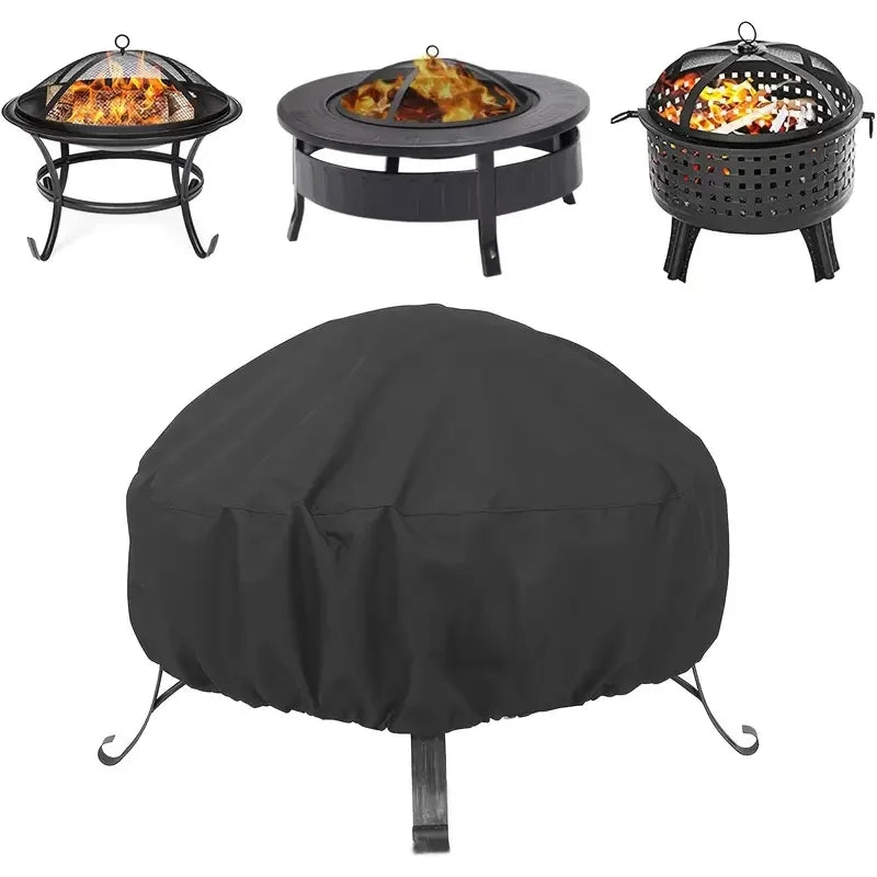 Housse brasero ronde en polyester 420D imperméable avec cordon de serrage, Ø 38 à 127 cm