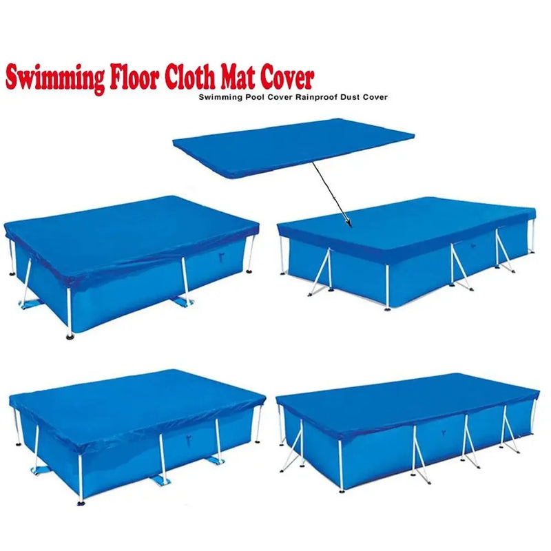 Bâche de piscine rectangulaire bleue avec corde, polyester anti-UV, jusqu'à 400 x 211 cm