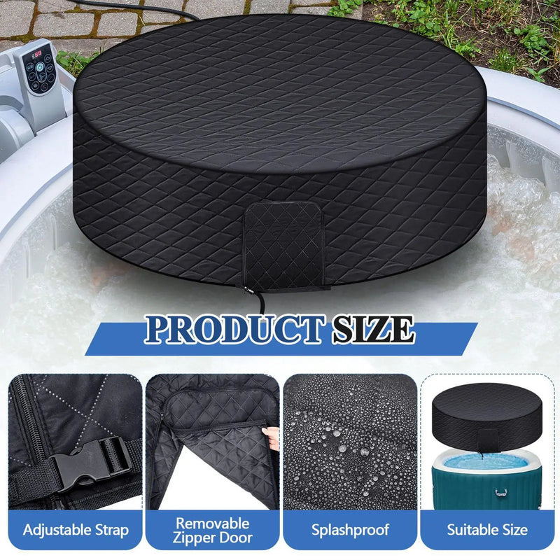 Housse spa gonflable ronde matelassée noire, Ø 208 cm et hauteur 70 cm