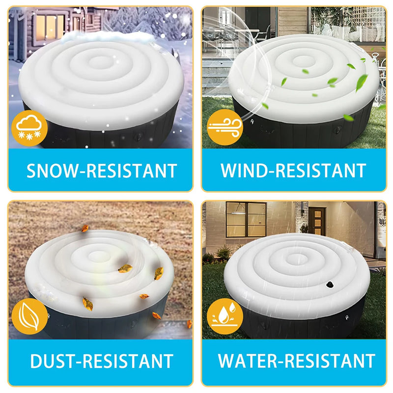 Housse de spa gonflable ronde blanche 145 cm en PVC, pliable, protection pluie et vent