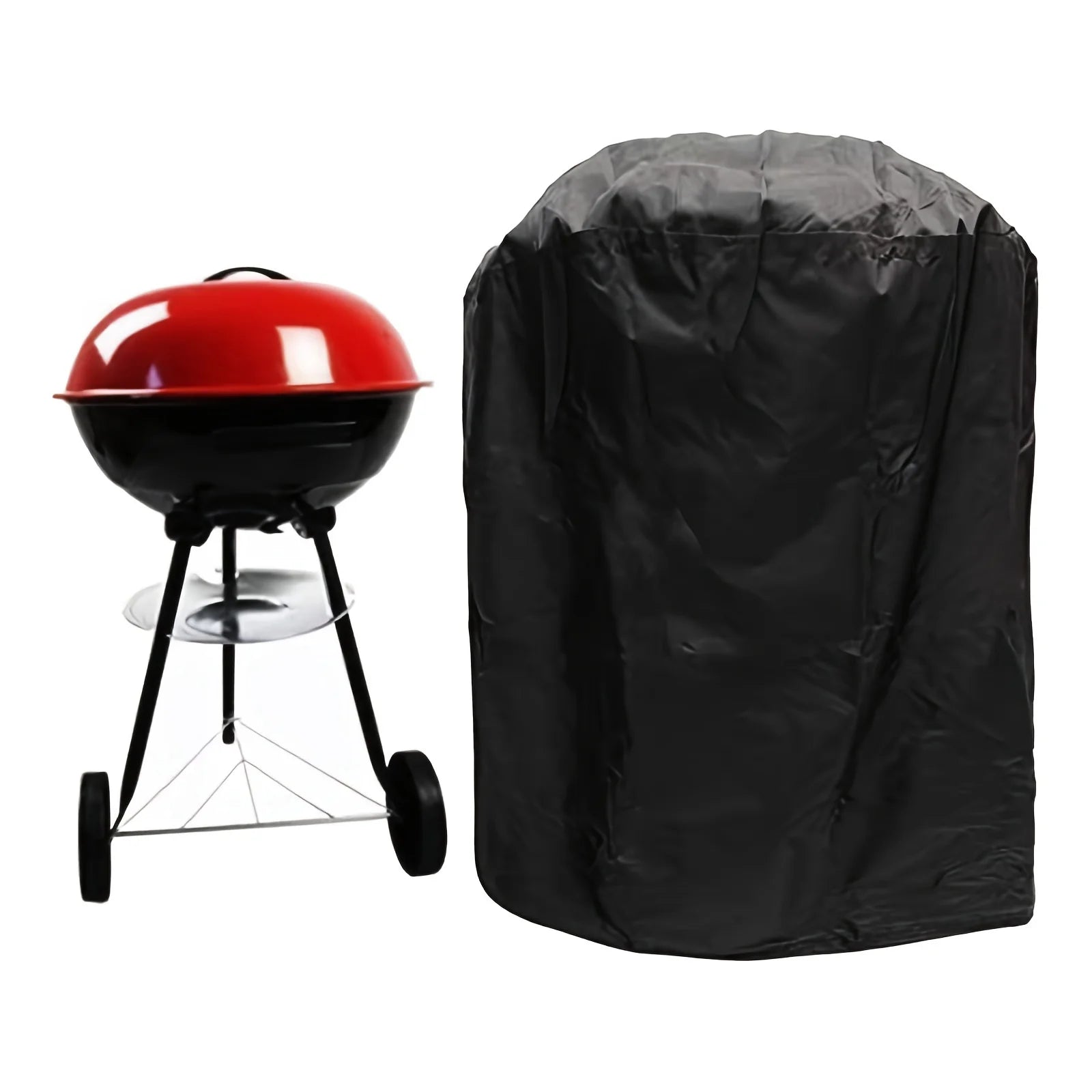 Housse de barbecue ronde universelle 58 x 77 cm, résistante au vent, noir ou argent