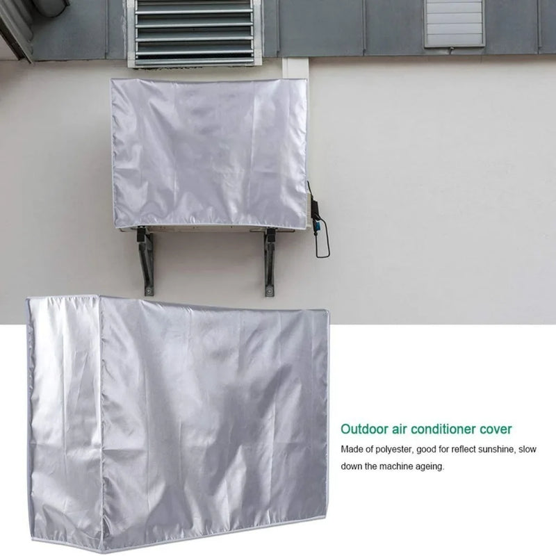 Housse de climatiseur extérieur et de pompe à chaleur, polyester argenté imperméable, 75 à 105 cm