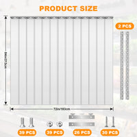 Rideau à lanières PVC transparent en kit, bandes lisses ou nervurées, largeur 91 à 183 cm