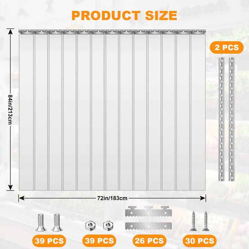 Rideau à lanières PVC transparent en kit, bandes lisses ou nervurées, largeur 91 à 183 cm
