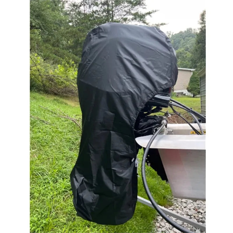 Housse moteur hors-bord imperméable en polyester 420D, noire, de 6 à 225 HP