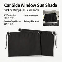 Pare-soleil bébé pour vitres latérales de voiture, 2 rideaux noirs à ventouses, 70 x 50 cm