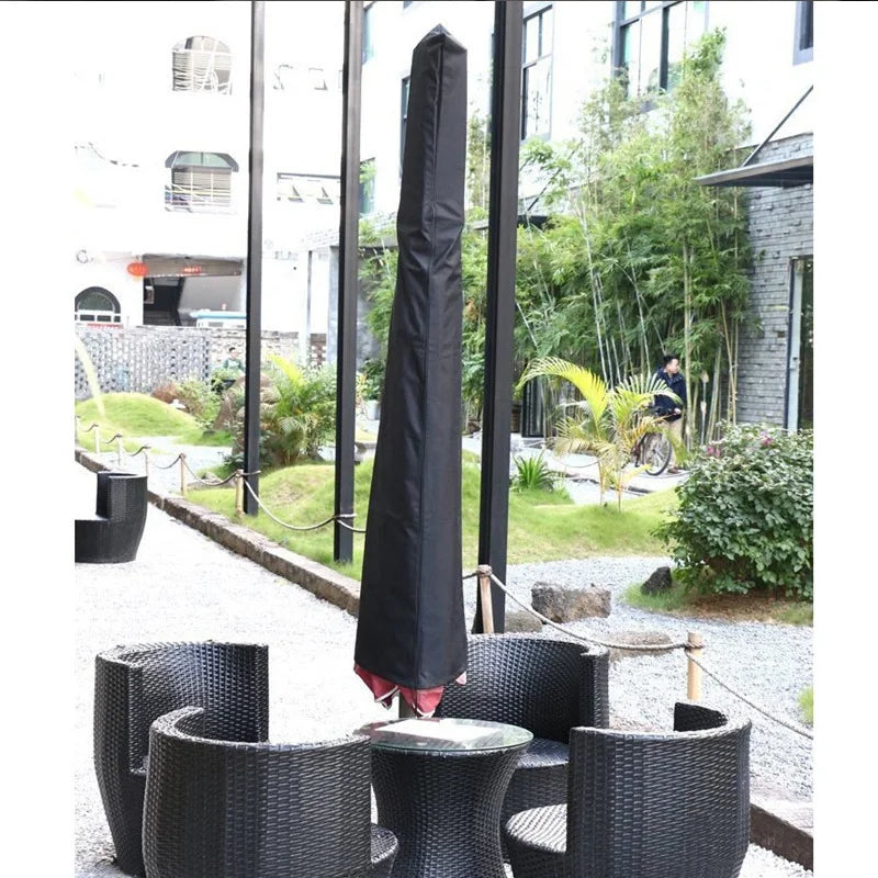 Housse de parasol droit ou déporté Oxford 210D noire, 17 tailles de 140 à 280 cm