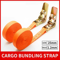 Sangle d'arrimage à cliquet en polyester 25 mm avec boucle métallique, 3 m ou 6 m