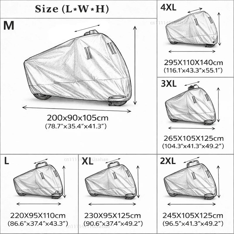 Housse moto pour Yamaha MT-07, polyester 210D imperméable, anti-UV, bandes réfléchissantes, 6 tailles