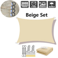 Voile d'ombrage rectangulaire imperméable en polyester 300D, anti-UV, 10 tailles