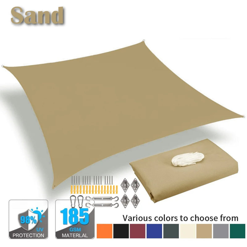Voile d'ombrage rectangulaire ou carrée anti-UV en Oxford, de 2 x 2 à 6 x 4 m