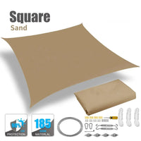Voile d'ombrage carrée anti-UV en polyester 185 g/m², 3 tailles, avec ou sans kit de fixation