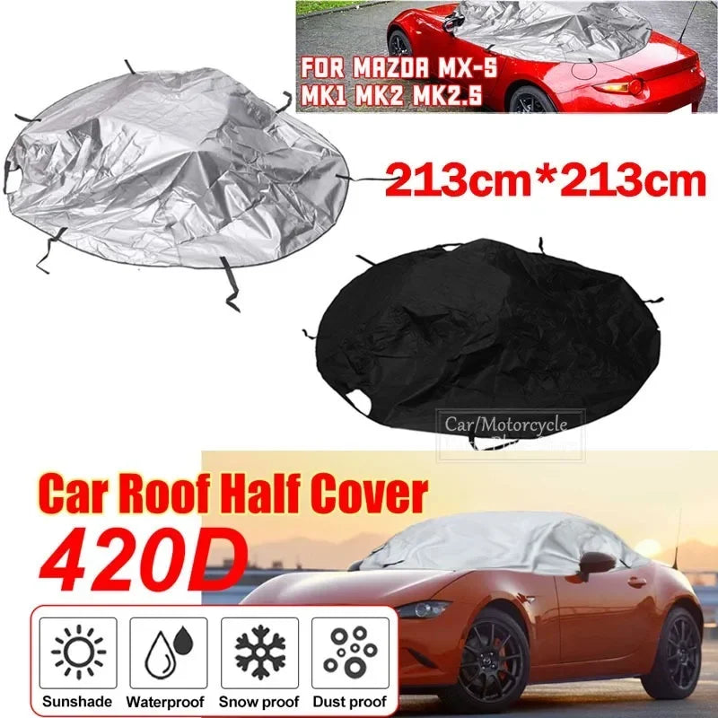 Demi-housse de toit pour Mazda MX-5 MK1, MK2 et MK2.5, polyester 420D imperméable, noire ou argent
