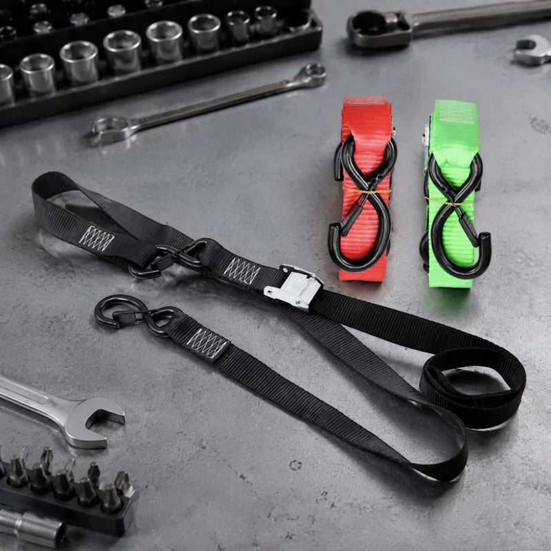 Sangle d'arrimage à boucle et crochets en S, 1,8 m x 38 mm, noir, rouge ou vert