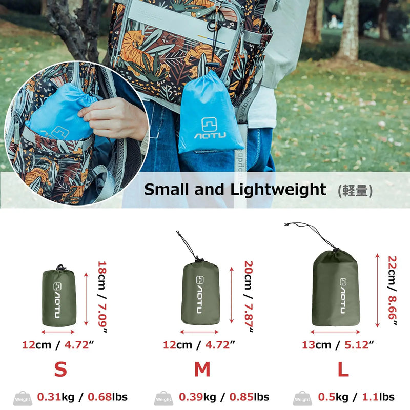 Bâche de sol camping imperméable à œillets, trois dimensions de 1,5 à 2,4 x 2,2 m