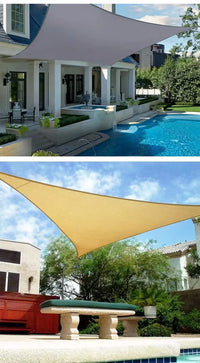 Voile d'ombrage triangulaire imperméable en polyester 300D, de 2x2x2 à 5x5x5 m, beige ou gris