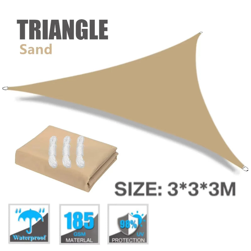 Voile d'ombrage triangulaire ou rectangulaire en polyester enduit PU, 3 coloris, de 2x2x2 à 4x6 m