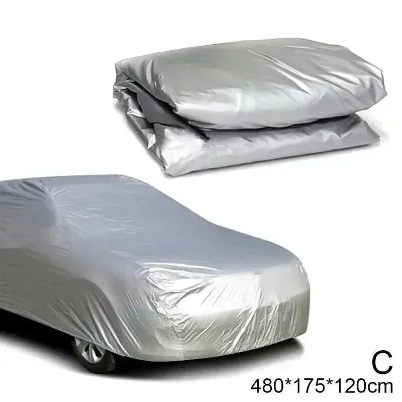Housse de voiture universelle en PEVA argentée, anti-UV, anti-neige, 4 tailles de 4 à 5,40 m