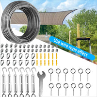 Kit de fixation voile d'ombrage avec câble inox 35 m, 6 tendeurs et 72 pièces