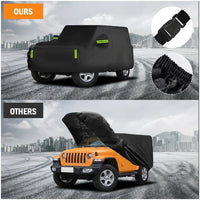 Housse voiture pour Jeep Wrangler 2 portes 1987-2025, imperméable, sangles coupe-vent, 440 x 190 x 150 cm