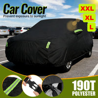 Housse voiture extérieur SUV noire 190T imperméable, bandes réfléchissantes, 4 tailles