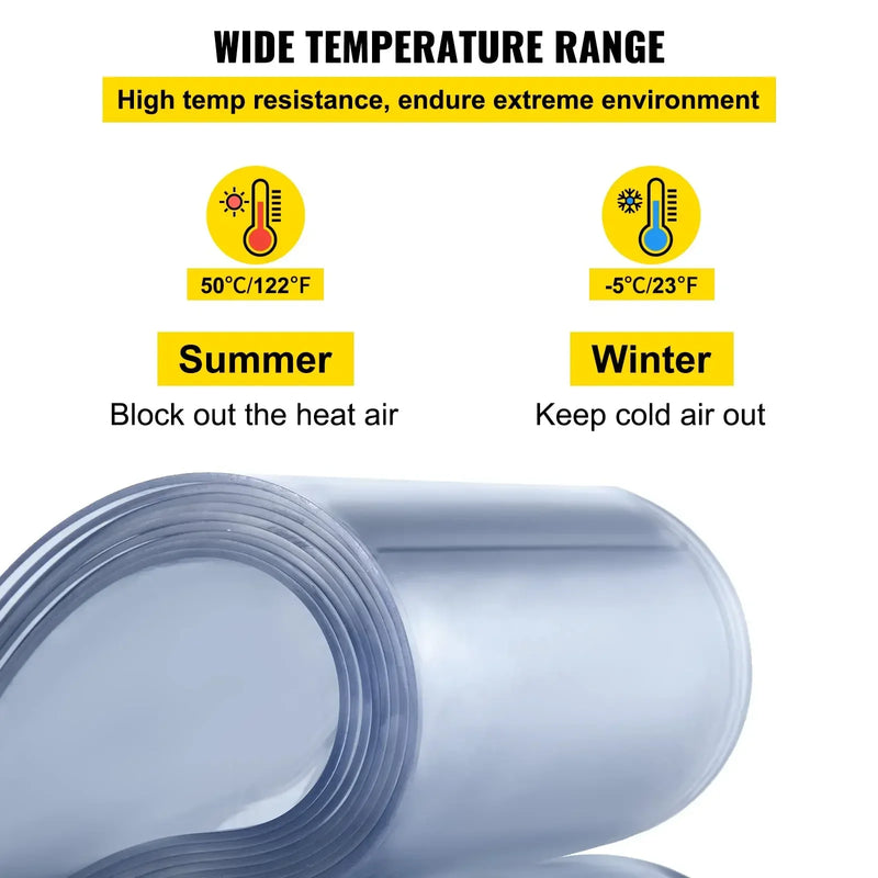 Lanière de rideau PVC transparente pour porte et climatisation, 18 cm x 1,90 à 2,50 m