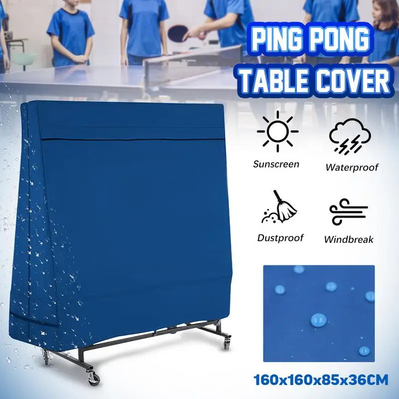Housse de table de ping-pong repliée bleue, Oxford imperméable, 160 x 160 x 85 cm