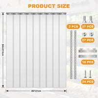Rideau à lanières PVC transparent en kit, bandes lisses ou nervurées, largeur 91 à 183 cm