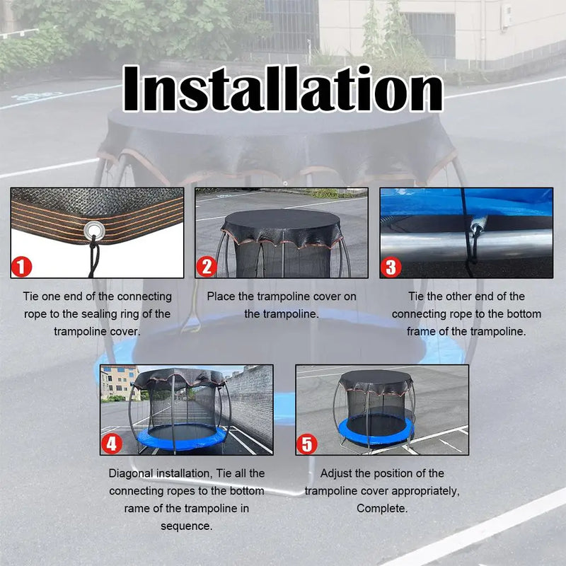 Housse trampoline pare-soleil en filet maille anti-UV, pour trampoline de 1,83 à 4,88 m
