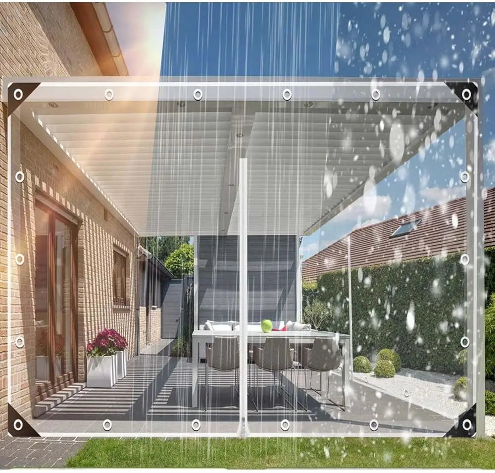 Bâche transparente PVC 0,35 mm avec fermeture éclair pour patio et gazebo, 6 tailles