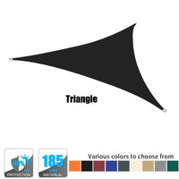 Voile d'ombrage triangulaire, carré ou rectangulaire en polyester 185 g/m², anti-UV, 17 tailles